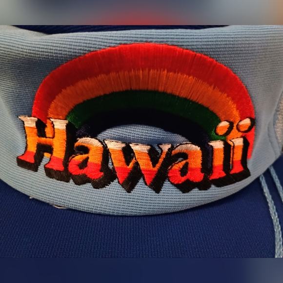 Blue Hawaii Trucker Hat with Rainbow Embroidery - Picture 2 of 10